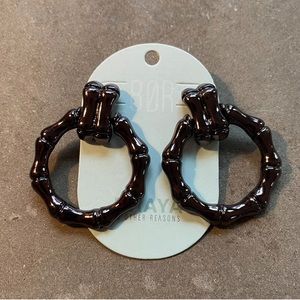 8 Other Reasons + Draya Michele Chocolate Gold Bone Hoop Earrings 80RDR104 NWT